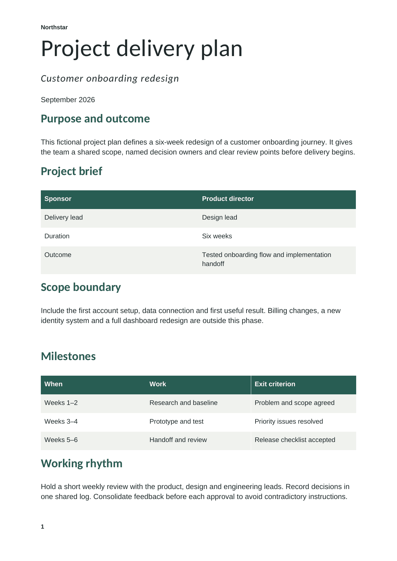 Project plan preview